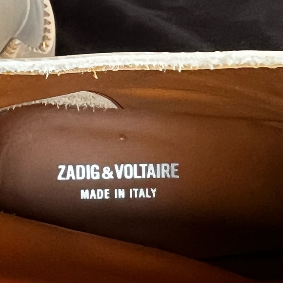 Zadig & Voltaire White Pull on Studded Boots Stack Heel worn once. - Picture 9 of 12